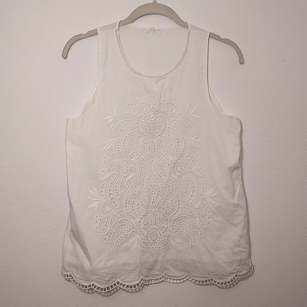 Thyme & Honey Cream Cotton Tank Top Small